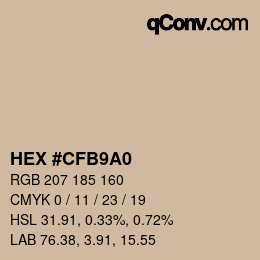 Color code: HEX #CFB9A0 | qconv.com