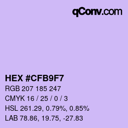 Color code: HEX #CFB9F7 | qconv.com