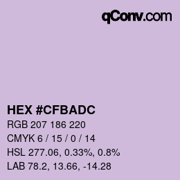 Color code: HEX #CFBADC | qconv.com