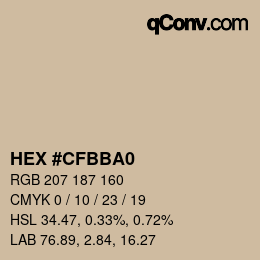 Color code: HEX #CFBBA0 | qconv.com