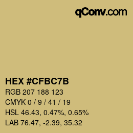 Color code: HEX #CFBC7B | qconv.com