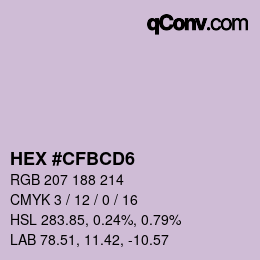 Color code: HEX #CFBCD6 | qconv.com