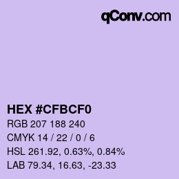 Color code: HEX #CFBCF0 | qconv.com