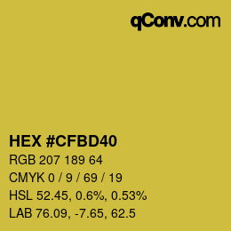 カラーコード: HEX #CFBD40 | qconv.com