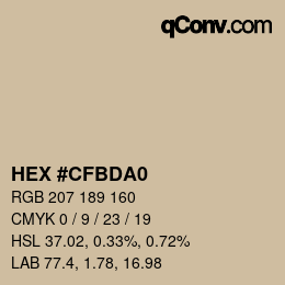Color code: HEX #CFBDA0 | qconv.com