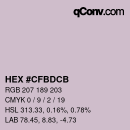 Color code: HEX #CFBDCB | qconv.com