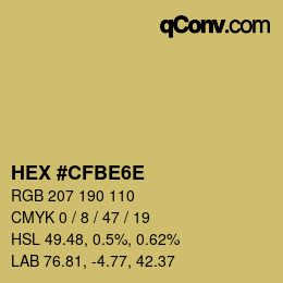 Color code: HEX #CFBE6E | qconv.com