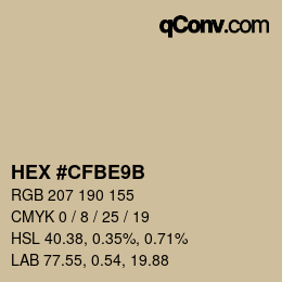 Farbcode: HEX #CFBE9B | qconv.com