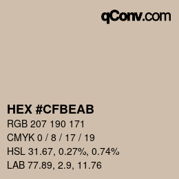 Código de color: HEX #CFBEAB | qconv.com