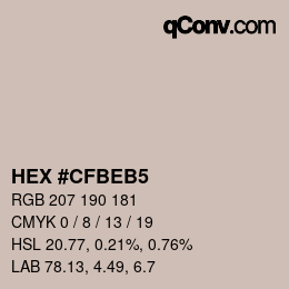 Color code: HEX #CFBEB5 | qconv.com