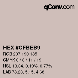 Color code: HEX #CFBEB9 | qconv.com