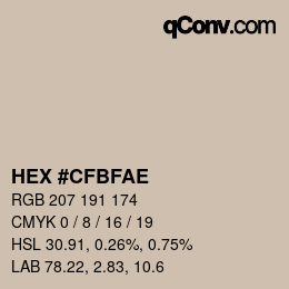 Color code: HEX #CFBFAE | qconv.com