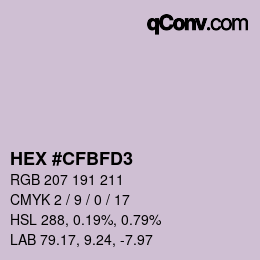 カラーコード: HEX #CFBFD3 | qconv.com