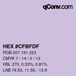 Color code: HEX #CFBFDF | qconv.com