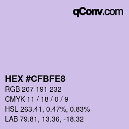 颜色代码: HEX #CFBFE8 | qconv.com