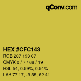 カラーコード: HEX #CFC143 | qconv.com
