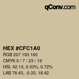 Color code: HEX #CFC1A0 | qconv.com