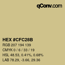 Color code: HEX #CFC28B | qconv.com