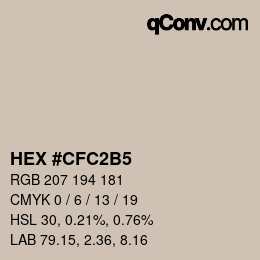 颜色代码: HEX #CFC2B5 | qconv.com