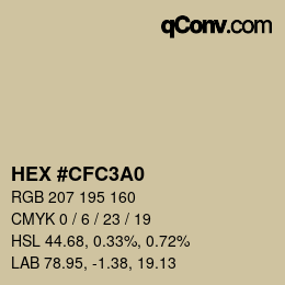 Color code: HEX #CFC3A0 | qconv.com