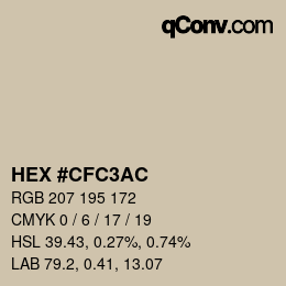 カラーコード: HEX #CFC3AC | qconv.com
