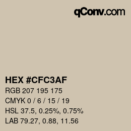 カラーコード: HEX #CFC3AF | qconv.com