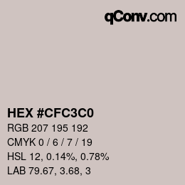 カラーコード: HEX #CFC3C0 | qconv.com