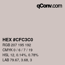 Color code: HEX #CFC3C0 | qconv.com