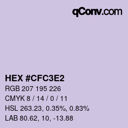 Color code: HEX #CFC3E2 | qconv.com