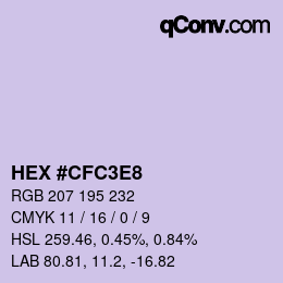 Color code: HEX #CFC3E8 | qconv.com