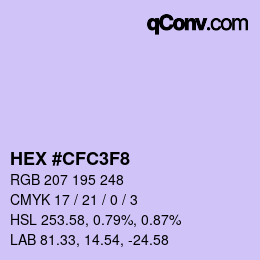 Color code: HEX #CFC3F8 | qconv.com