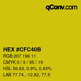 Color code: HEX #CFC40B | qconv.com