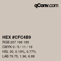 カラーコード: HEX #CFC4B9 | qconv.com