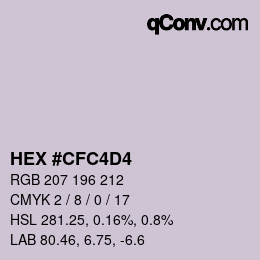 颜色代码: HEX #CFC4D4 | qconv.com