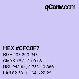 Color code: HEX #CFC8F7 | qconv.com