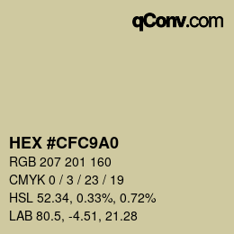 Color code: HEX #CFC9A0 | qconv.com