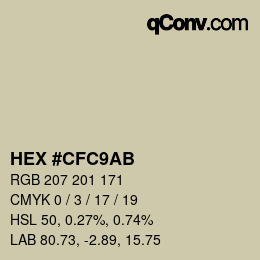 颜色代码: HEX #CFC9AB | qconv.com