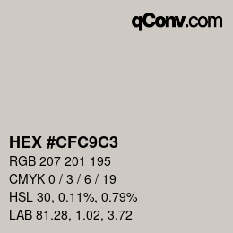 Color code: HEX #CFC9C3 | qconv.com