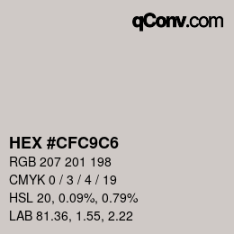 Color code: HEX #CFC9C6 | qconv.com