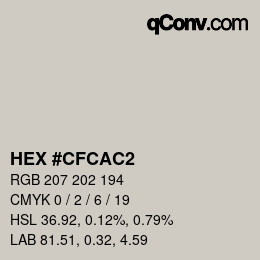 カラーコード: HEX #CFCAC2 | qconv.com