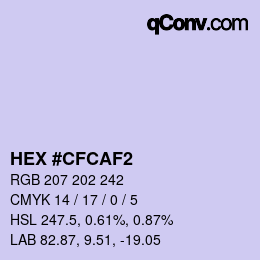 颜色代码: HEX #CFCAF2 | qconv.com