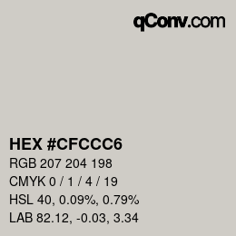 Color code: HEX #CFCCC6 | qconv.com