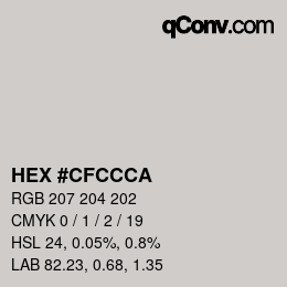颜色代码: HEX #CFCCCA | qconv.com