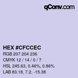 Color code: HEX #CFCCEC | qconv.com