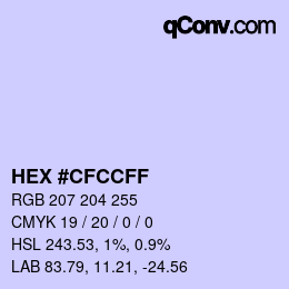 Color code: HEX #CFCCFF | qconv.com