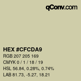 Color code: HEX #CFCDA9 | qconv.com