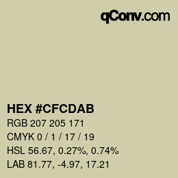 颜色代码: HEX #CFCDAB | qconv.com
