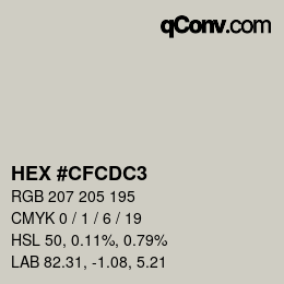 Code couleur: HEX #CFCDC3 | qconv.com