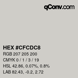 Color code: HEX #CFCDC8 | qconv.com