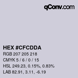 Color code: HEX #CFCDDA | qconv.com